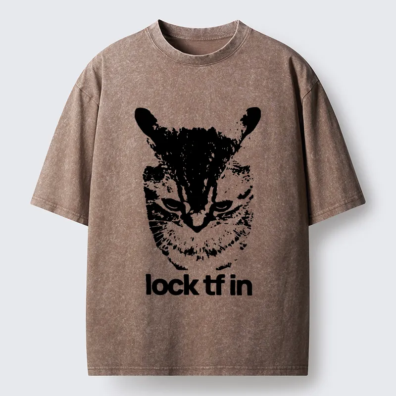 Tokyo-Lion Serious Cat Meme Washed T-Shirt