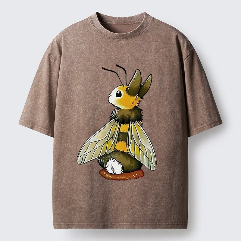 Tokyo-Lion Bee Rabbit Funny Washed T-Shirt