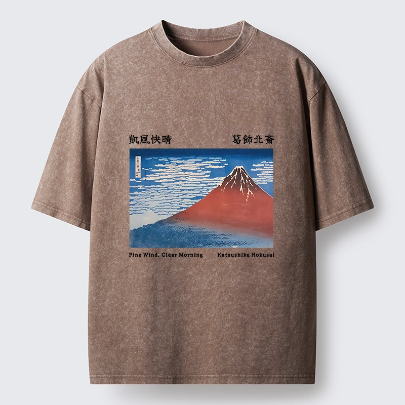 Tokyo-Lion Mount Fuji in Clear Sky Washed T-Shirt