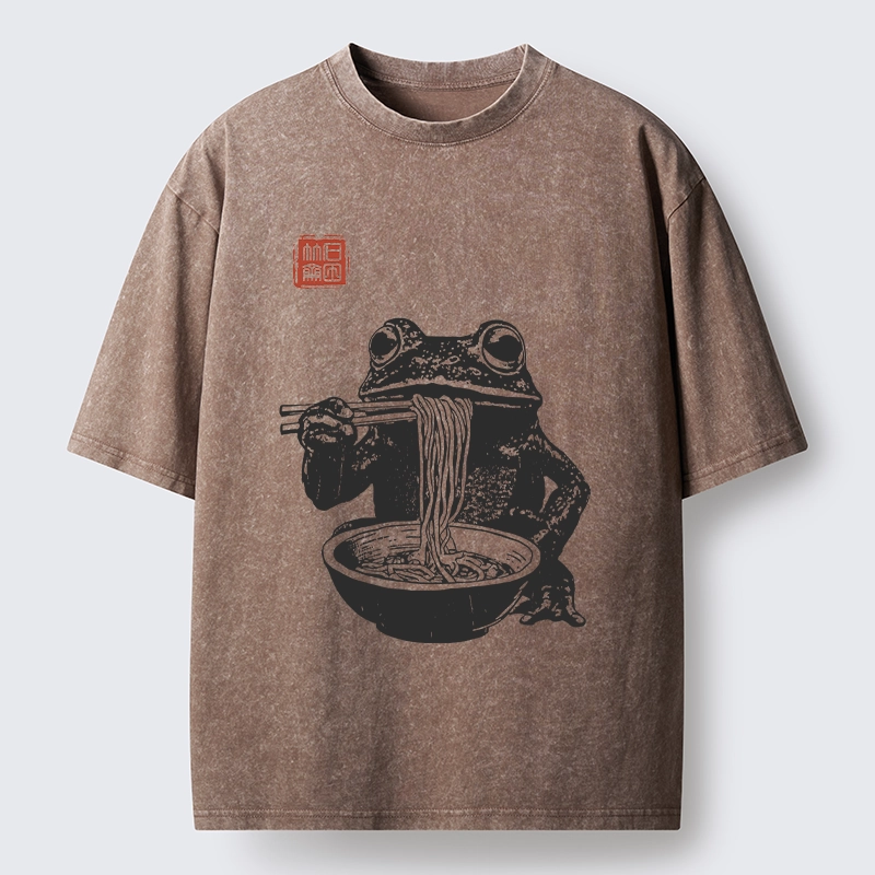 Tokyo-Lion Noodle Time for Froggy Washed T-Shirt-Tokyo-Lion