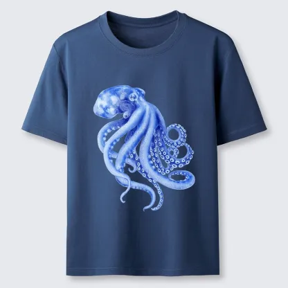 Tokyo-Lion Retro Blue Octopus Classic T-Shirt