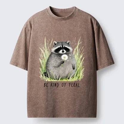 Tokyo-Lion Gentle Feral Raccoon Moments Washed T-Shirt
