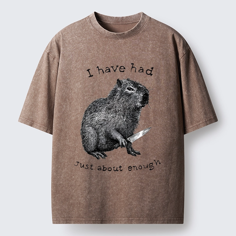 Tokyo-Lion Capybara With A Knife Washed T-Shirt