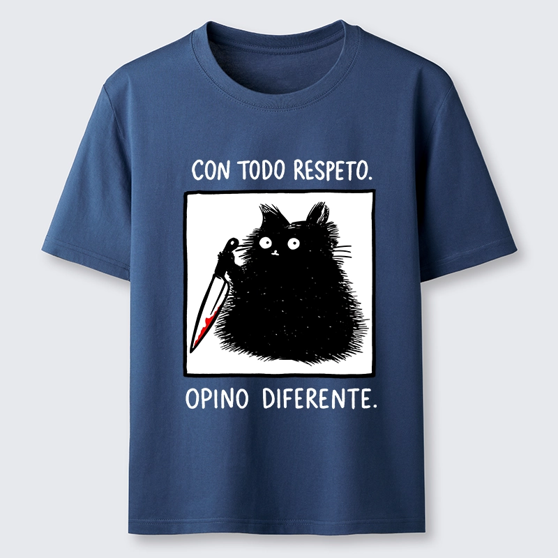 Tokyo-Lion Black Cat Holds Knife Disagrees Classic T-Shirt