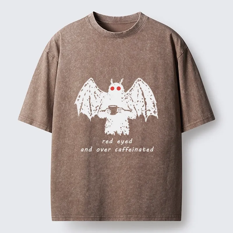 Tokyo-Lion Mothman Needs Coffee Energy Washed T-Shirt-Tokyo-Lion