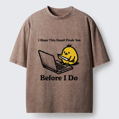 Tokyo-Lion Chicken Knife Email Meme Washed T-Shirt-Tokyo-Lion