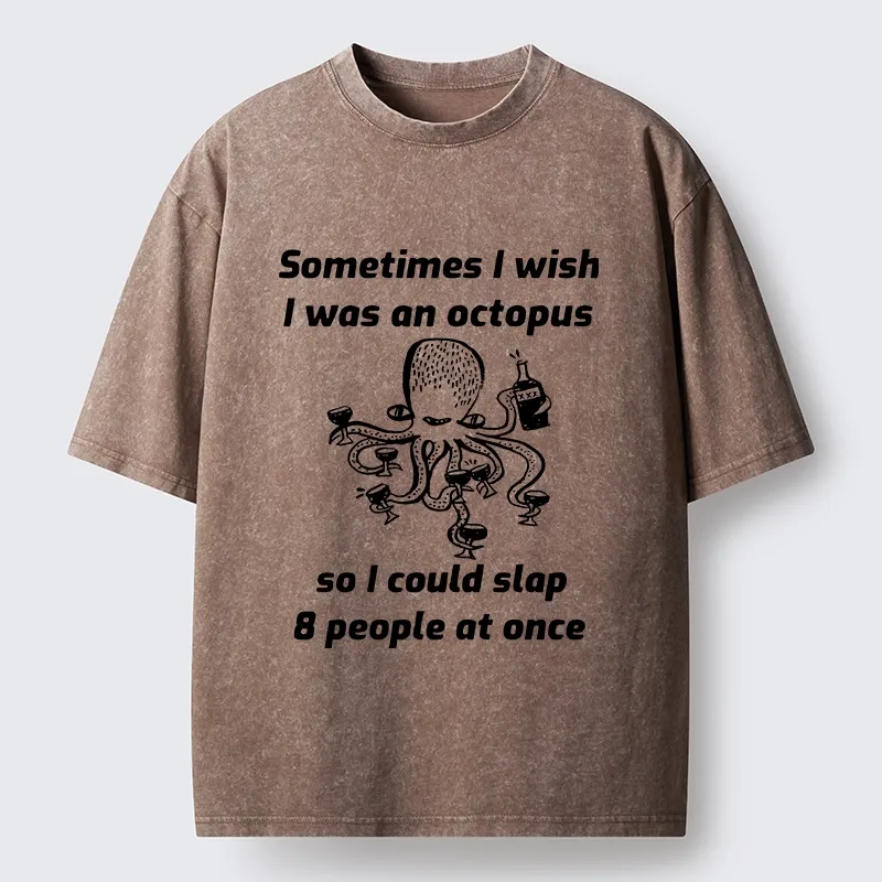 Tokyo-Lion Octopus Wishing To Slap Everyone Washed T-Shirt-Tokyo-Lion