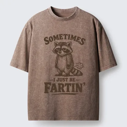 Tokyo-Lion Farting Raccoon Washed T-Shirt-Tokyo-Lion