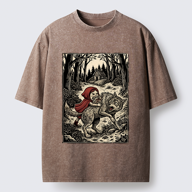Tokyo-Lion Humor Of Inverted Stories Washed T-Shirt-Tokyo-Lion