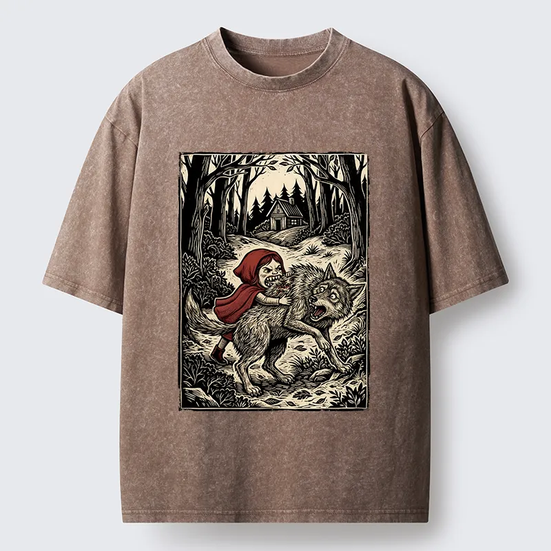 Tokyo-Lion Humor Of Inverted Stories Washed T-Shirt-Tokyo-Lion