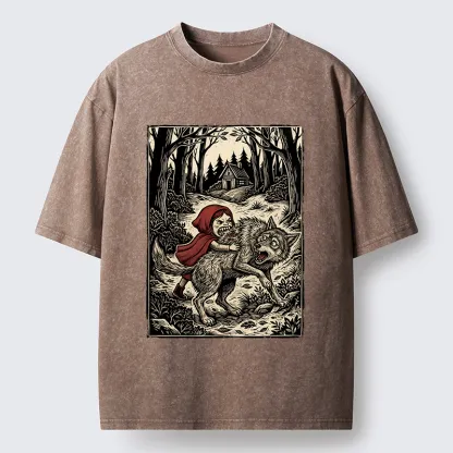 Tokyo-Lion Humor Of Inverted Stories Washed T-Shirt-Tokyo-Lion