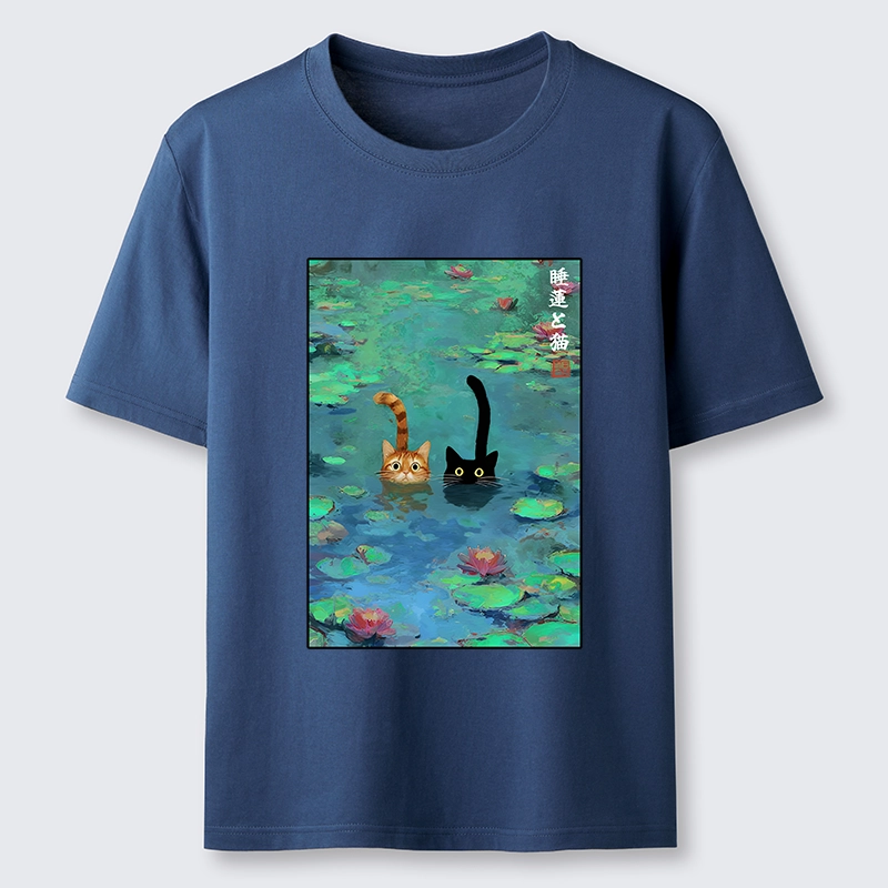 Tokyo-Lion Funny Cats Swimming In Lilies Classic T-Shirt