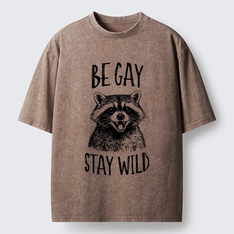 Tokyo-Lion Pride Raccoon Art Washed T-Shirt-Tokyo-Lion