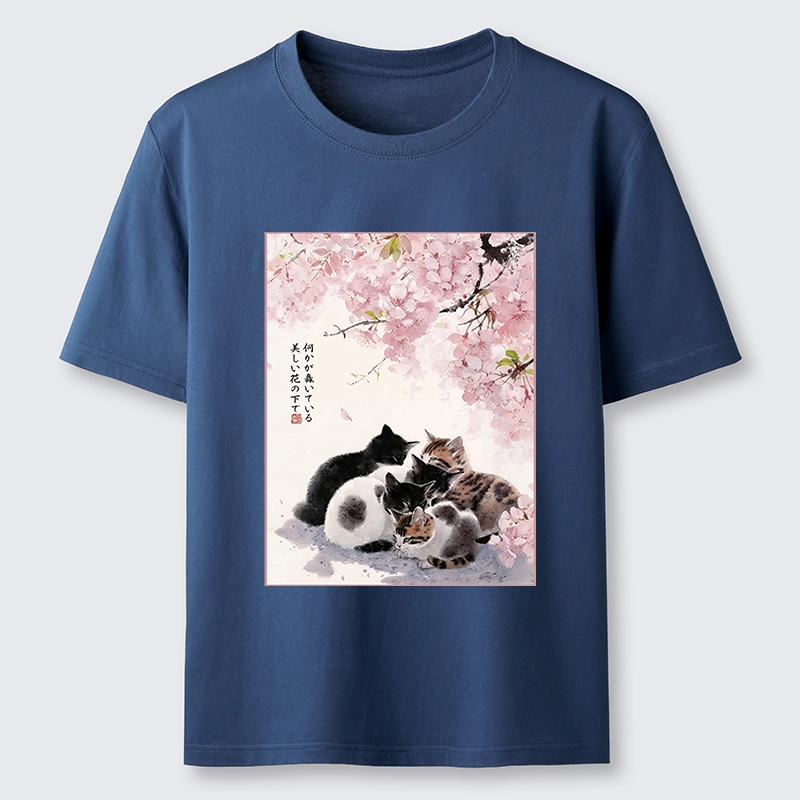 Tokyo-Lion Cute Cats Sakura Garden Classic T-Shirt