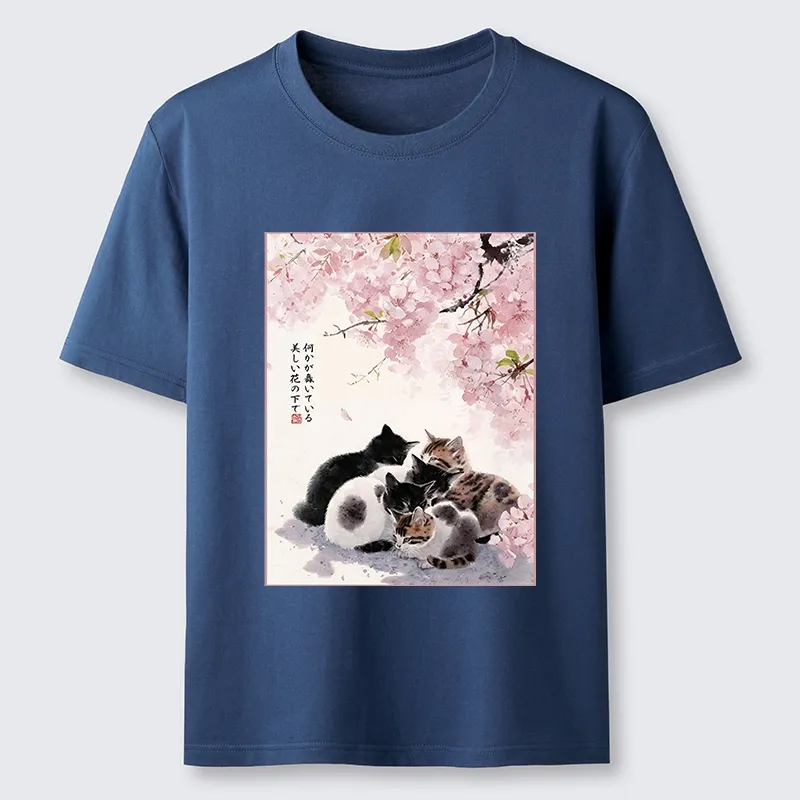 Tokyo-Lion Cute Cats Sakura Garden Classic T-Shirt