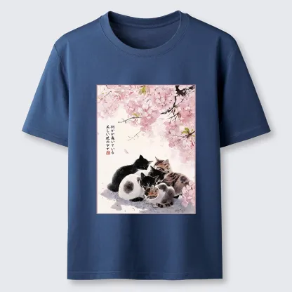 Tokyo-Lion Cute Cats Sakura Garden Classic T-Shirt
