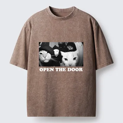 Tokyo-Lion Funny Cat Gang Meme Washed T-Shirt-Tokyo-Lion