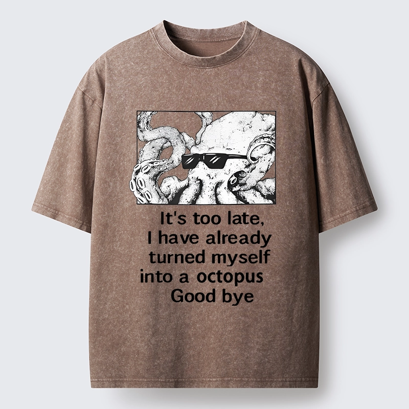 Tokyo-Lion Octopus Meme I Disappeared Completely Washed T-Shirt