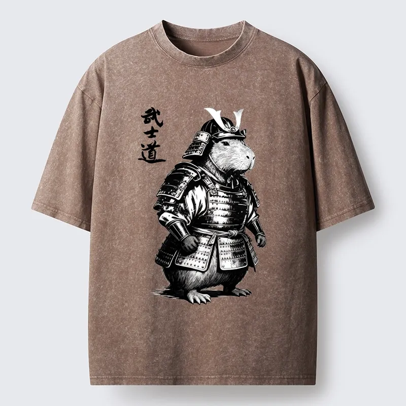 Tokyo-Lion Capybara Samurai No Fear Washed T-Shirt