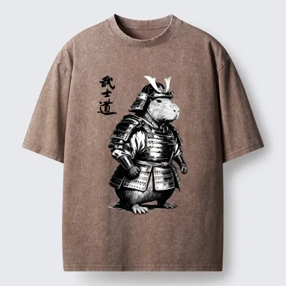 Tokyo-Lion Capybara Samurai No Fear Washed T-Shirt