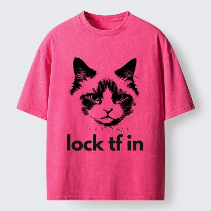 Tokyo-Lion Lock In Cat Washed T-Shirt