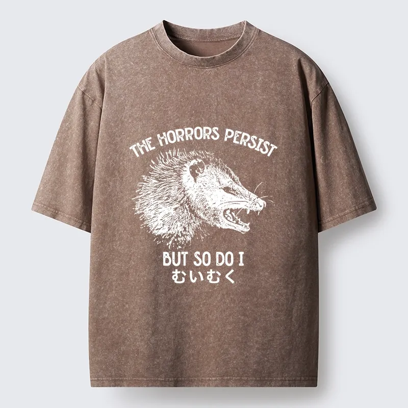 Tokyo-Lion Raccoon Dark Humor Quote Washed T-Shirt