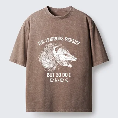 Tokyo-Lion Raccoon Dark Humor Quote Washed T-Shirt