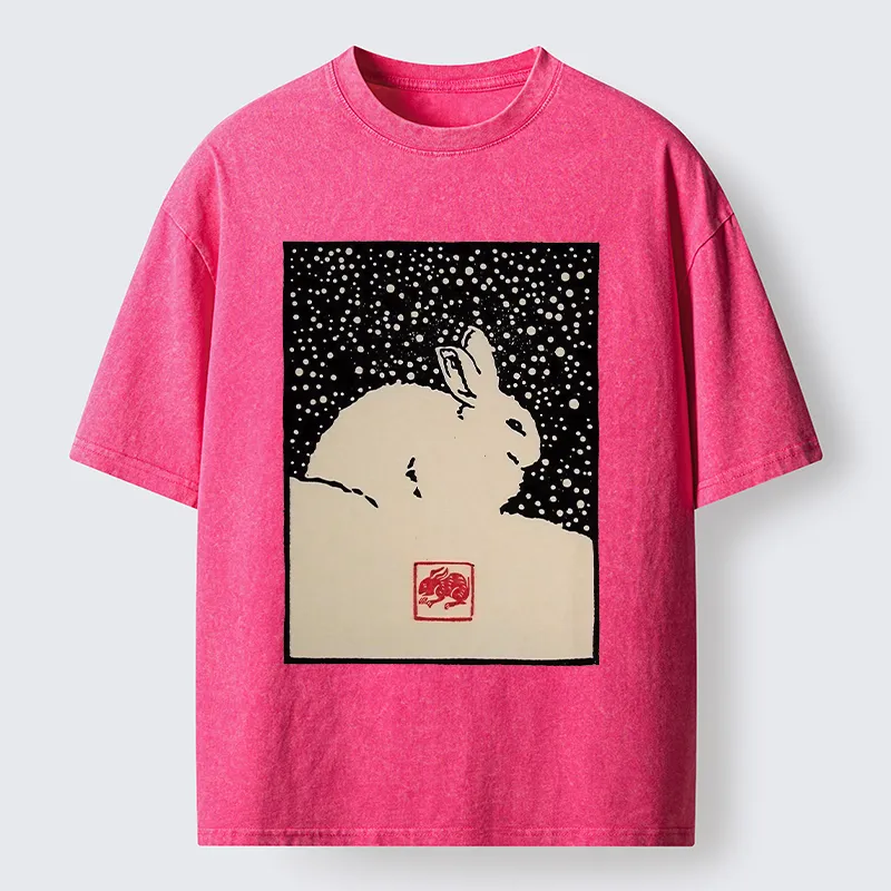 Tokyo-Lion Rabbit In The Snow Washed T-Shirt