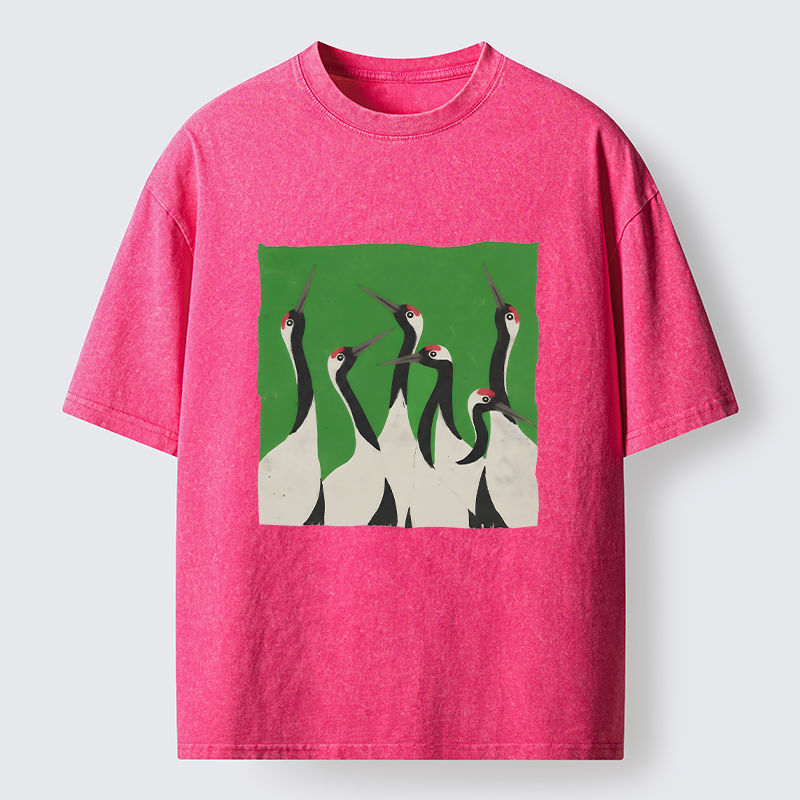 Tokyo-Lion Crane Flock Washed T-Shirt