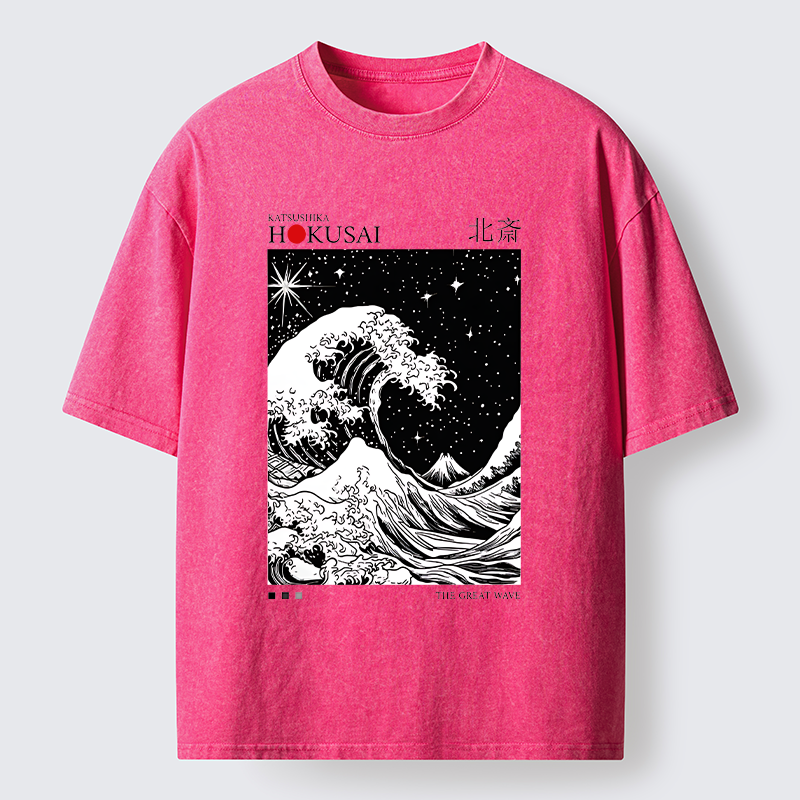 Tokyo-Lion Retro Wave Japan Washed T-Shirtt-Tokyo-Lion