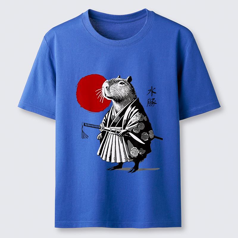 Tokyo-Lion Capybara Samurai And Sun Classic T-Shirt