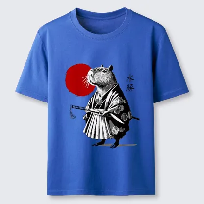 Tokyo-Lion Capybara Samurai And Sun Classic T-Shirt