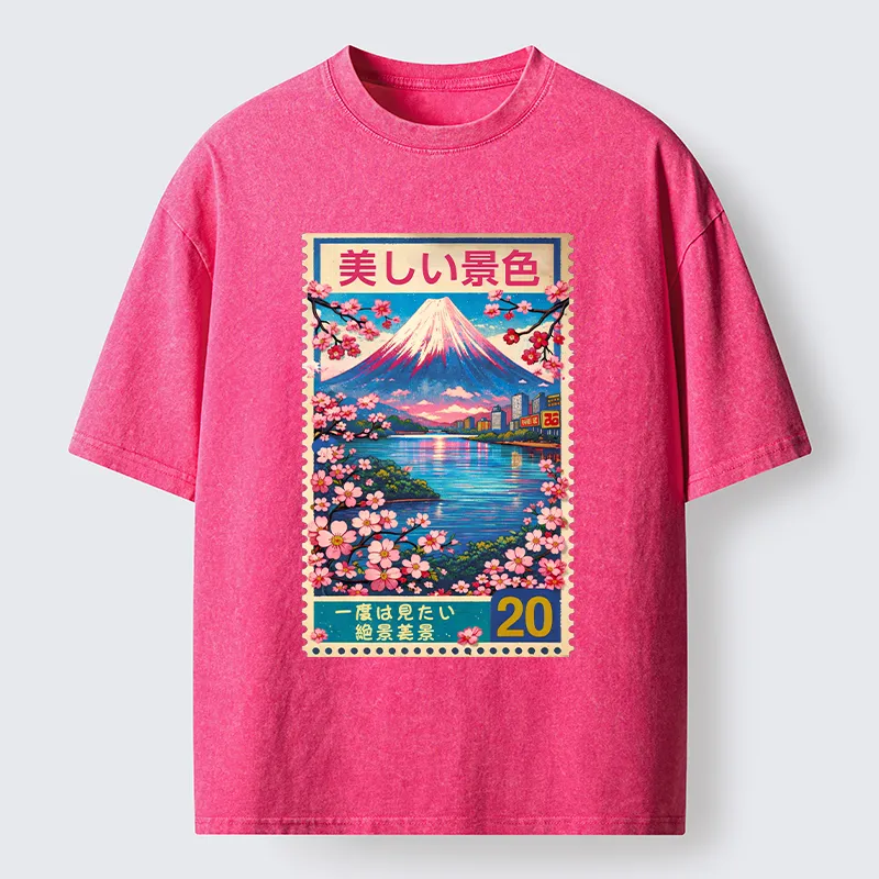 Tokyo-Lion Springtime Scenery Washed T-Shirt