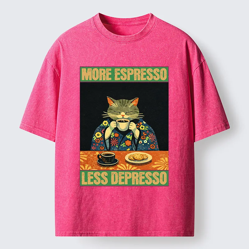 Tokyo-Lion Cat Tasting Coffee Japan Washed T-Shirt