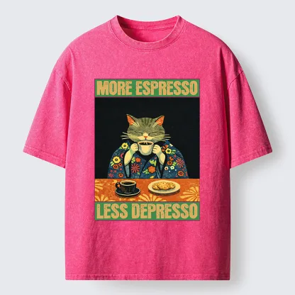 Tokyo-Lion Cat Tasting Coffee Japan Washed T-Shirt