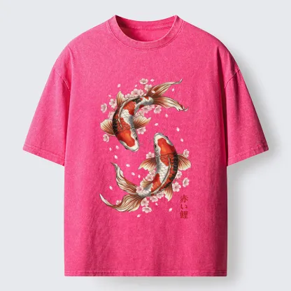 Tokyo-Lion Twin Koi Washed T-Shirt
