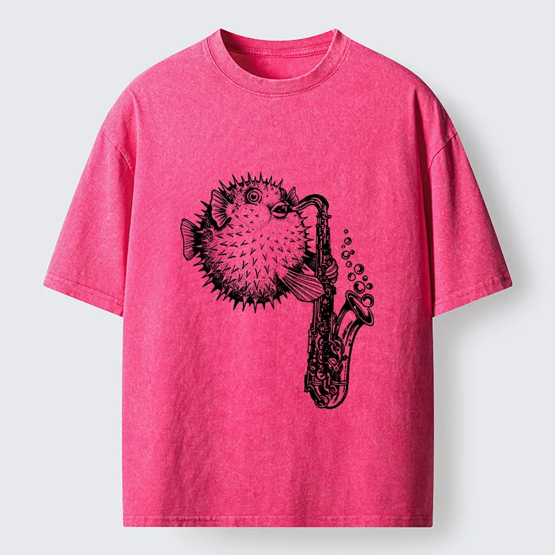 Tokyo-Lion Pufferfish Performance Washed T-Shirt