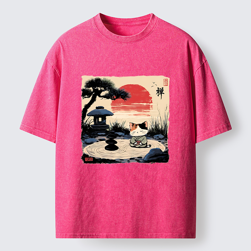 Tokyo-Lion Zen-like Scenery Washed T-Shirt