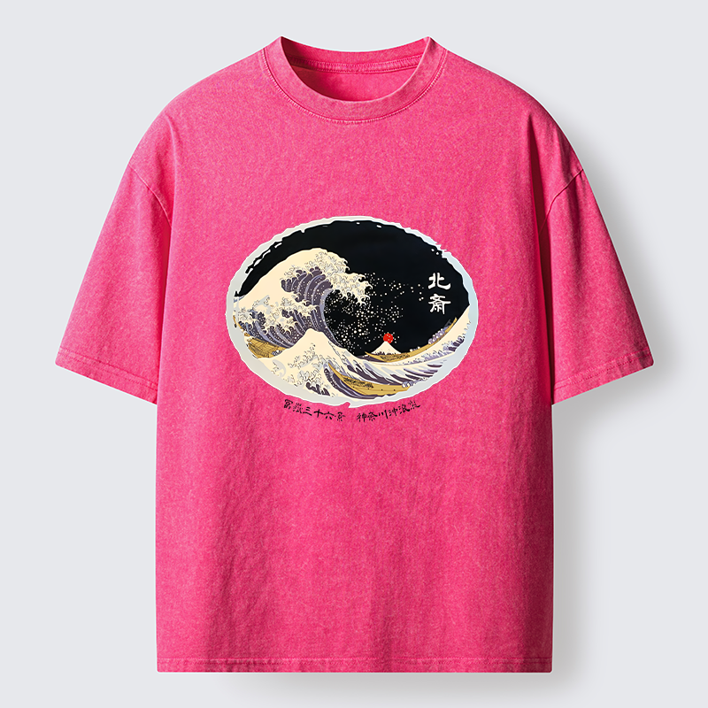 Tokyo-Lion Katsushika Hokusai Waves Washed T-Shirt