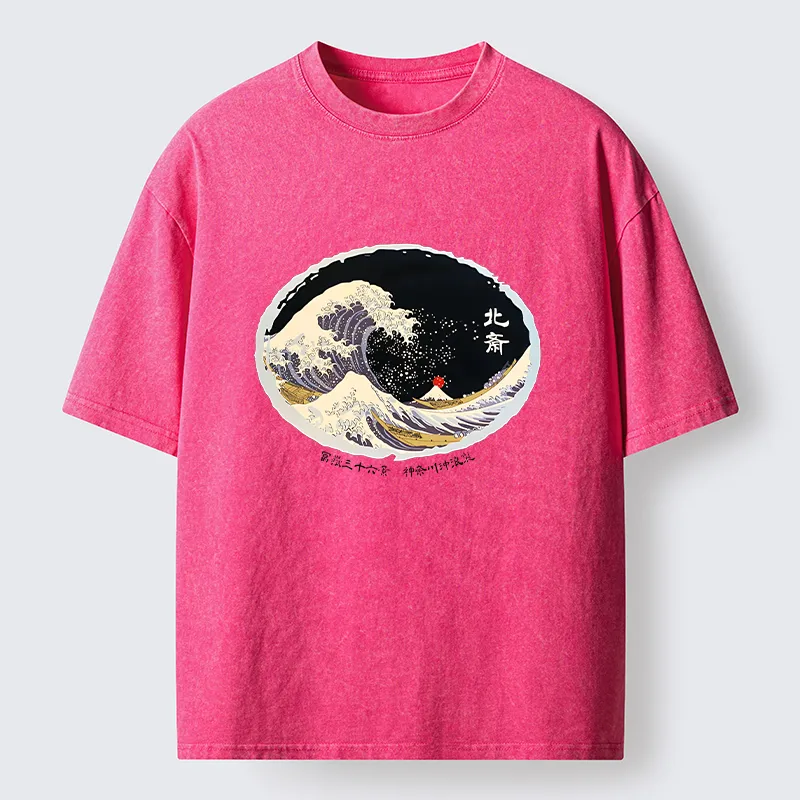 Tokyo-Lion Katsushika Hokusai Waves Washed T-Shirt