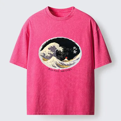 Tokyo-Lion Katsushika Hokusai Waves Washed T-Shirt