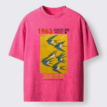 Tokyo-Lion Swallow Poster Washed T-Shirt