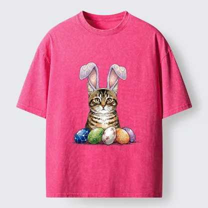 Tokyo-Lion Easter Cat Washed T-Shirt