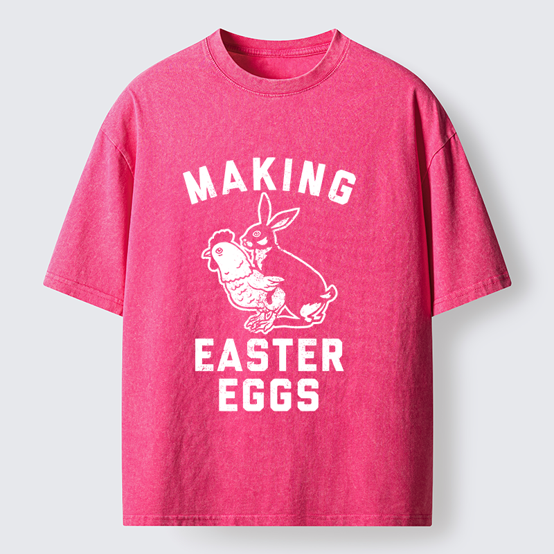 Tokyo-Lion Making Eggs Easter Washed T-Shirt