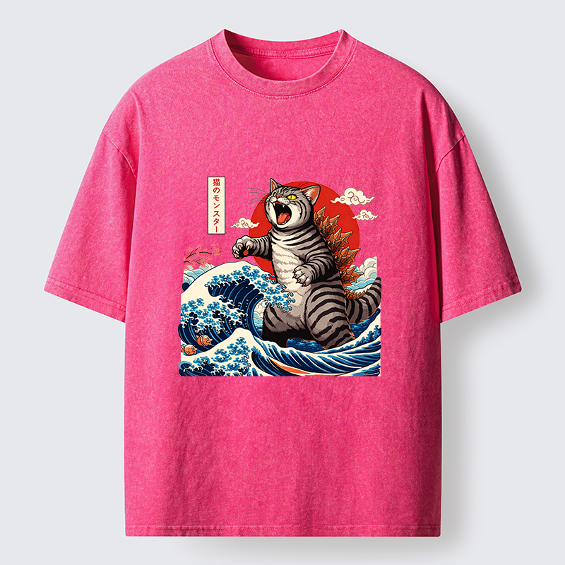 Tokyo-Lion Catzilla Roar Washed T-Shirt-Tokyo-Lion
