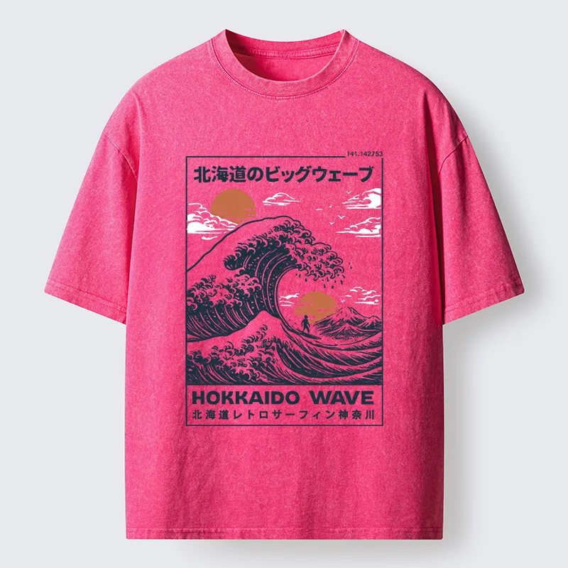 Tokyo-Lion Surfing In Hokkaido Washed T-Shirt