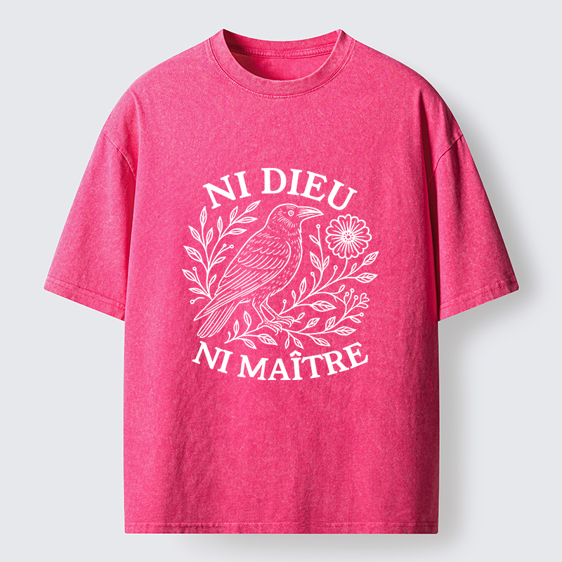 Tokyo-Lion Free Crow Simple Washed T-Shirt