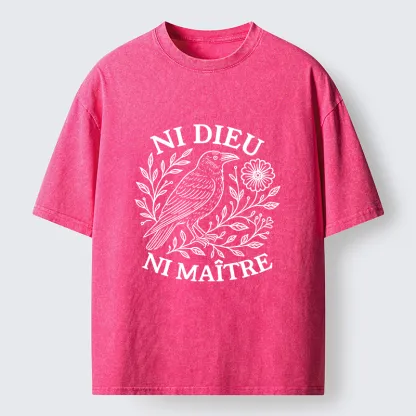 Tokyo-Lion Free Crow Simple Washed T-Shirt