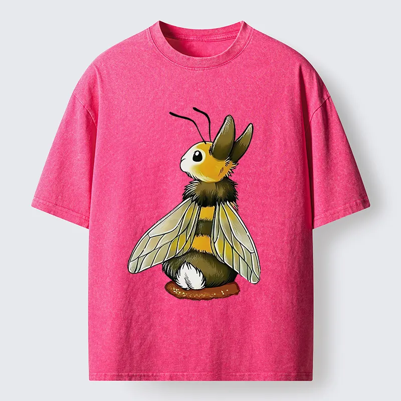 Tokyo-Lion Bee Rabbit Funny Washed T-Shirt