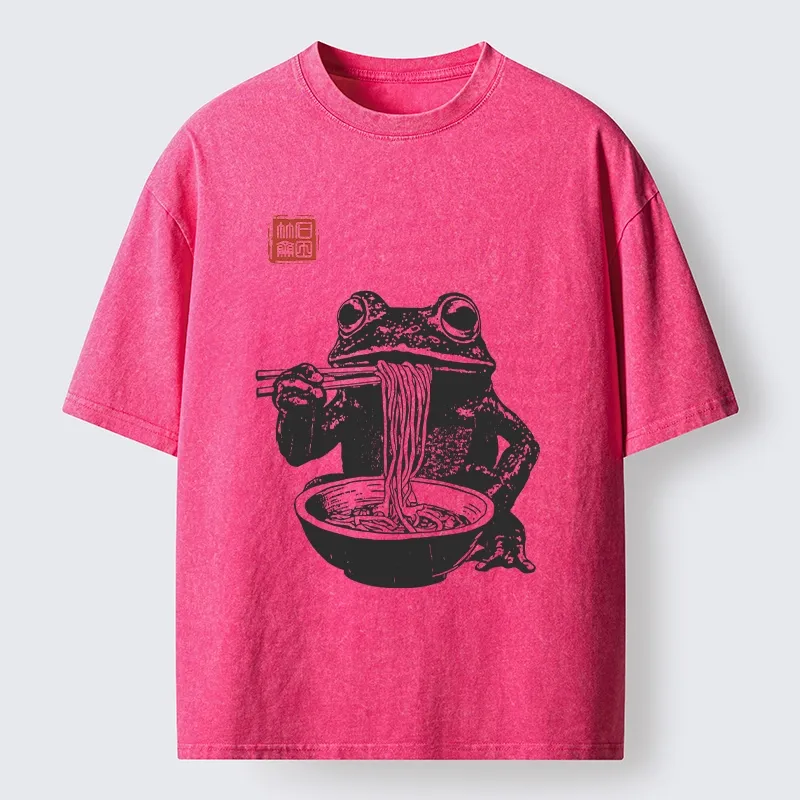Tokyo-Lion Noodle Time for Froggy Washed T-Shirt-Tokyo-Lion